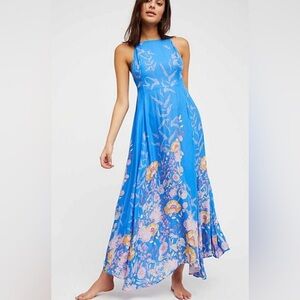 Free People Intimately Embrace Floral Maxi Dress Blue XS